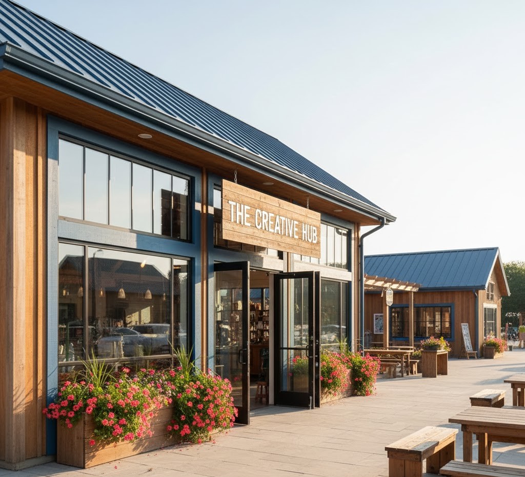 Exterior view of craft studio building